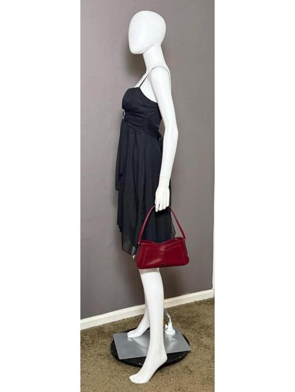 Y2K Burgundy Sleek Shoulder Bag with Silver Hardware from GUESS 90's Minimalist - Picture 8 of 10